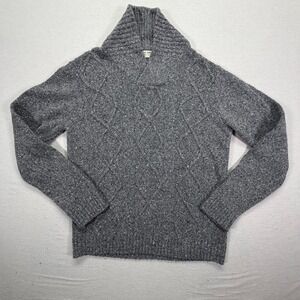 Luca Nobili‎ Sweater Mens L Grey Wool Blend Shawl Collar Cable Knit Italy